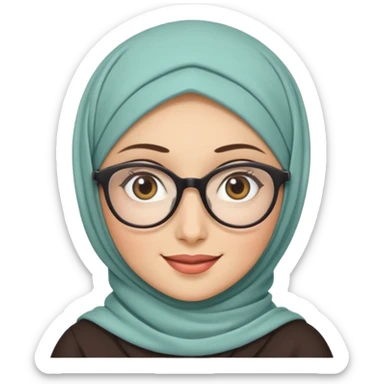 hijabi with fair skin and big glasses she has light eyes sticker