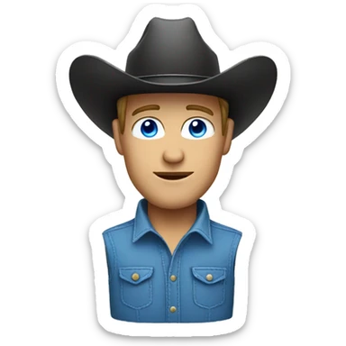 white man with blue eyes wearing cowboy hat  sticker