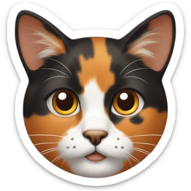 Calico cat with orange, brown and black pattern on it’s face sticker