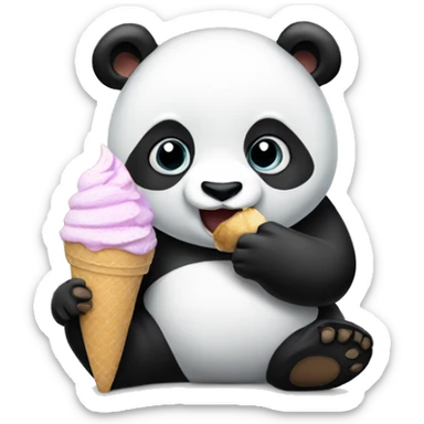 Panda eating ice cream sticker