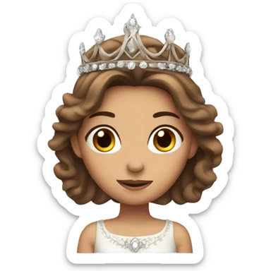 Princess with brown hair and diadem sticker