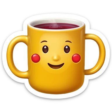 a yellow mug with steaming mulled wine without face

 sticker