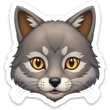 Cat and wolf mix with small slim eyes sticker