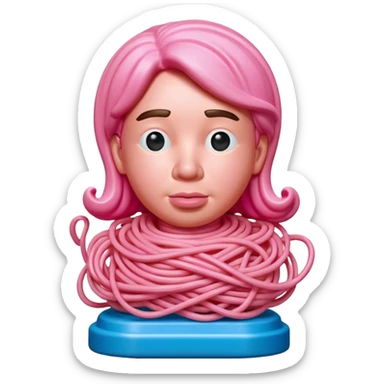 Jeff Koons style pink spam spaghetti art bust sculpture  sticker