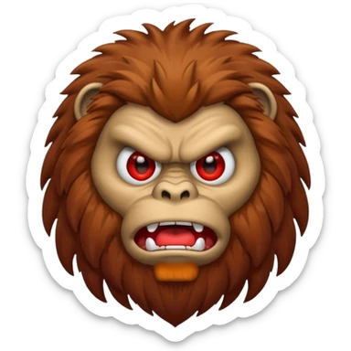 Create a scary emoji of Bigfoot sticker