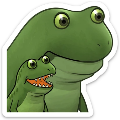 Frog with a Dinosaur  sticker
