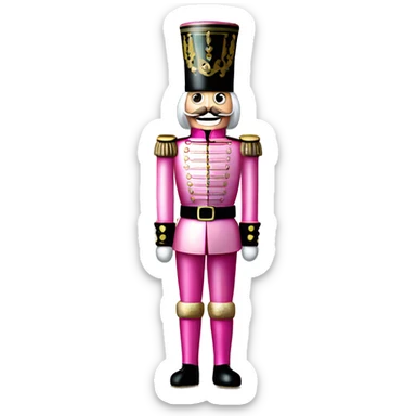 Realistic full body pink metallic and pearlescent christmas nutcracker soldier  sticker