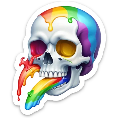 skull vomiting a rainbow sticker