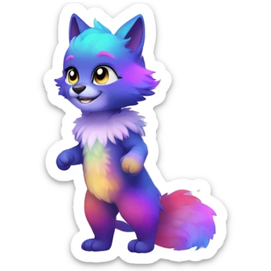Colorful gradient-Sparkle-nebula-fursona anthropomorphic furry full body sticker