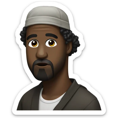 Kanye West with a yarmulke and curls sticker
