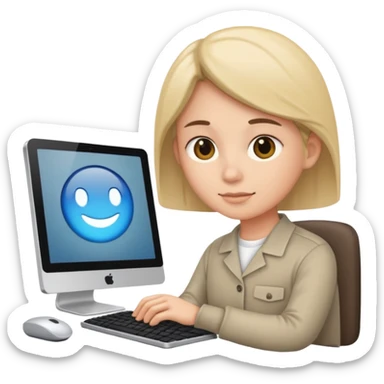 trabajando en la computadora sticker