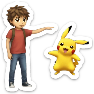 pikachu with sacha sticker