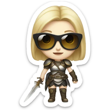 Pale-skinned Girl warrior with dark sunglasses sticker