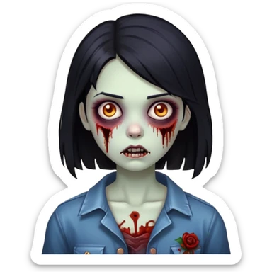 zombie girl with black hair sticker