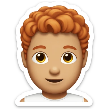 red haired male with baby sticker