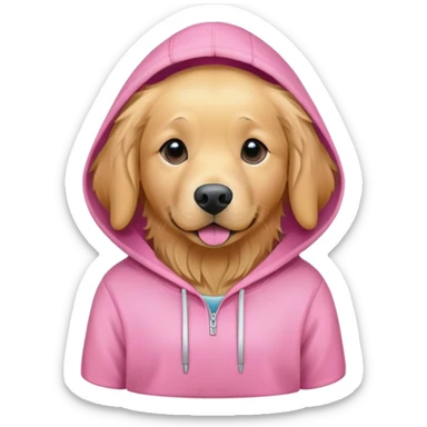 Golden retriever wearing a pink hoodie sticker