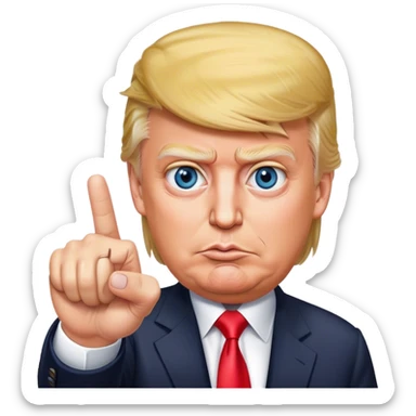 Super realistic Donald Trump pointing index finger up, realistic eyes sticker