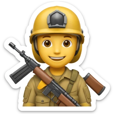 Yellow emoji face soldier sticker