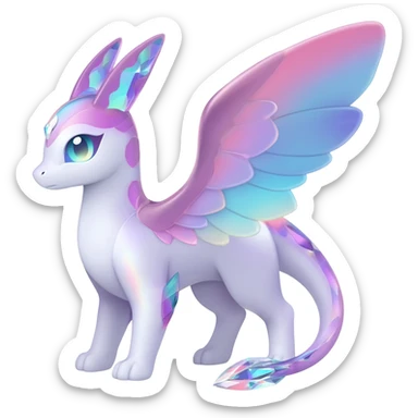 Shiny pastel feathery tropical exotic shimmering silky smooth soft flurry Diancie-Palkia-Amaura-Aurorus-aesthetic-fusion sticker