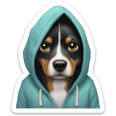 Dog wearing a hoodie sticker