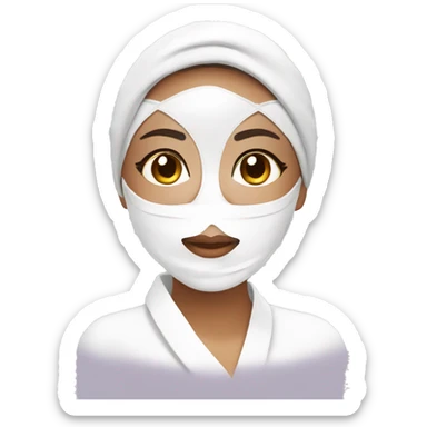 Lady with face mask spa beauty full face relaxing sticker