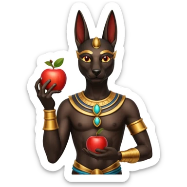 anubis god with an apple sticker