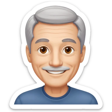 Homem de 60 anos cabelo cinza. Rosto sem pelos. sticker