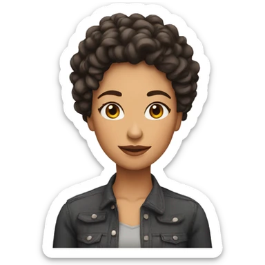 mujer pelo rizado largo moreno sticker