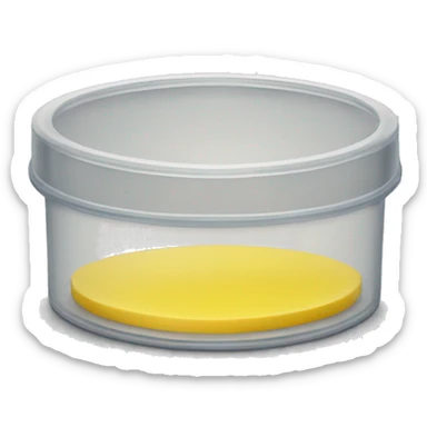 small round clear container with yellow ish wax substance in the middle sticker