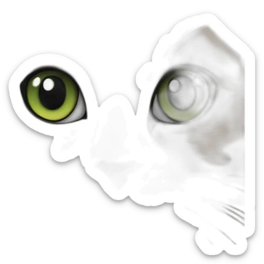 Green eyed Calico cat with black area near the nose sticker