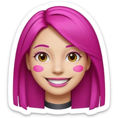 fuchsia charcoal color dyed straight hair on a woman emoji sticker