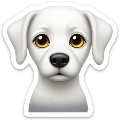 white dog black ears and one black eye sticker