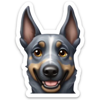 A smiling malinois dark blue merle color, without red and white color with a crown on his head sticker