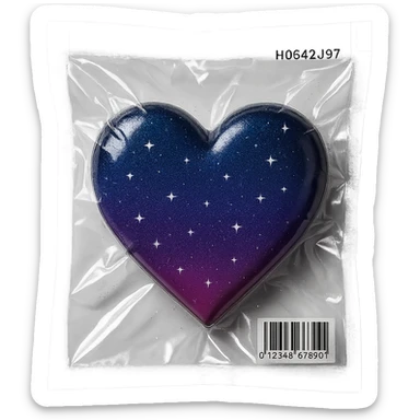 a heart with a night sky gradient, tiny stars scattered sticker