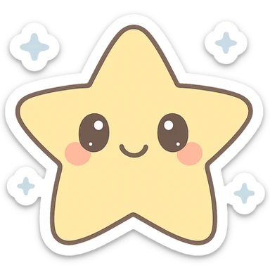 a happy star with blushing cheeks, kawaii style sticker