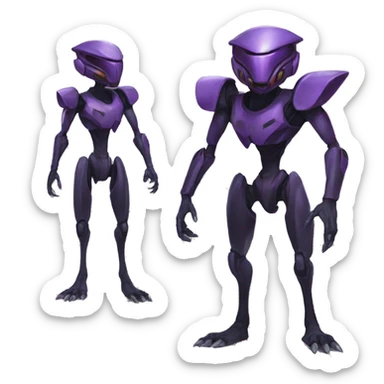 a black Genesect-Raptor-Fakémon—hybrid with a futuristic visor-helmet full body sticker