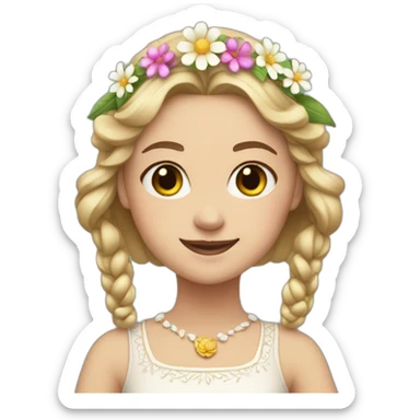 white girl in folk costume with flower crown dancing sticker