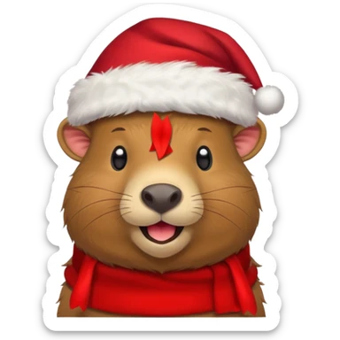 capybara wearing a santa hat sticker
