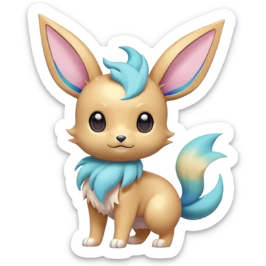 Shiny Colorful Pastel Kawaii Eeveelution-Cute-Pokémon-fusion full body sticker