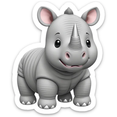 Cute corduroy rhino stuffed animal simple grey sticker