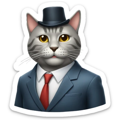 Chill cat wearing a suit smoking cigar sticker