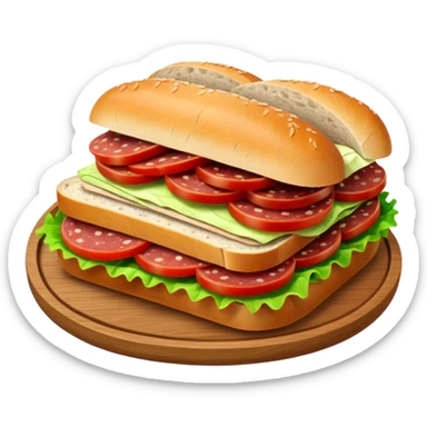 Salami sandwich on a tray sticker
