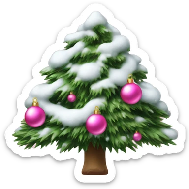 Christmas tree with snow on it and pink ornaments sticker