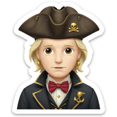 Pirate captain with bow tie under coat sticker