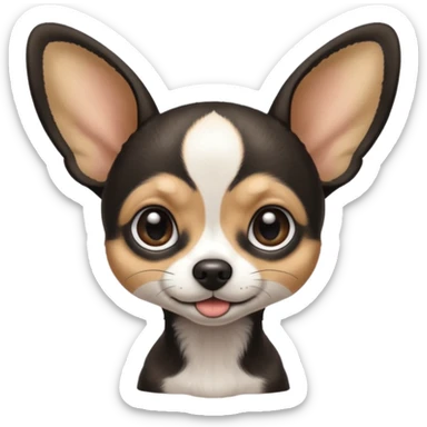 Full White and black Chihuahua - tiny, skinny and big ears sticker