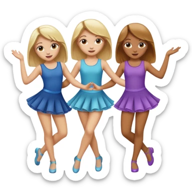 Emoji of 3 Girls dancing ONE with blonde hair, one tan skin with brown  hair ONLY ONE IS BLONDE sticker