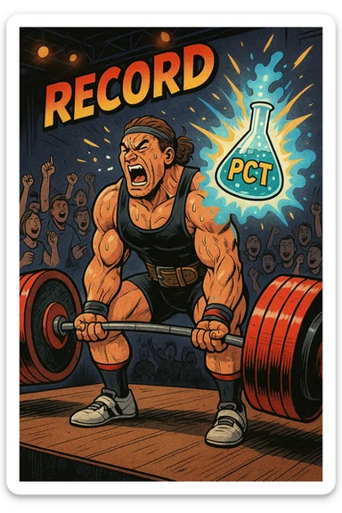 Powerlifter in gara che fa record grazie alla sua "PCT" sticker