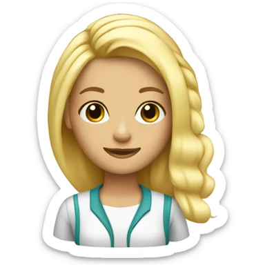 Blonde hairdresser girl sticker