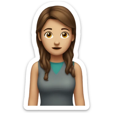 Girl with brown hair who is confused sticker