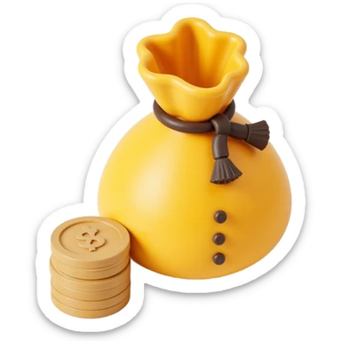 3d skeumorphic money bag sticker